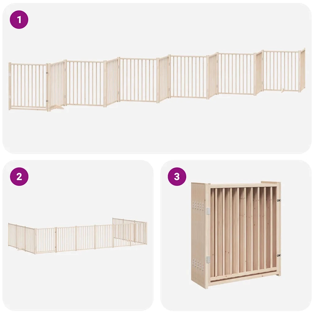 Cancello per Cani Porta Pieghevole 12 Pannelli 960 cm in Pioppo CFW8756425