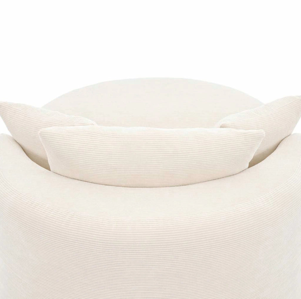 Poltrona relax ovale compatta in corduroy; 170 x 112;5 x 83 cm; beige chiaro