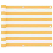 Paravento per balcone frangivista 75 x 400 cm tessuto Oxford bianco e giallo 02_0010079