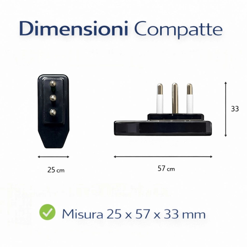 4 Spine Elettriche Salvaspazio Ultrapiatte 90° 2P+T 16A 250V Italiane Spina 16A