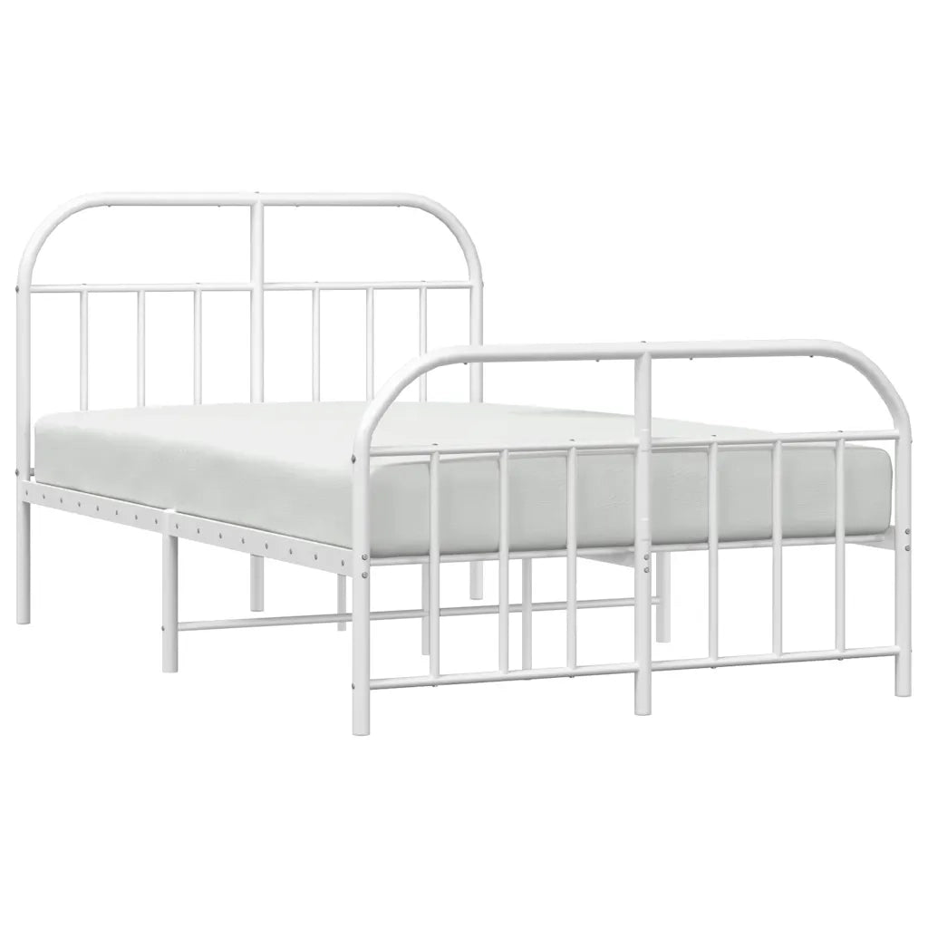 Giroletto con Testiera e Pediera-Struttura Letto Metallo Bianco 120x190 cm 202140