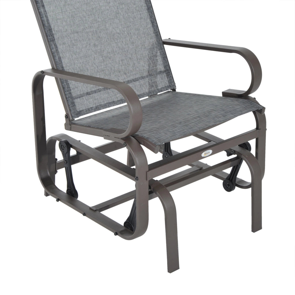 Sedia a dondolo da giardino; poltrona da esterno reclinabile; testeline grigio+marrone; 60 x 78 x 105 cm; per terrazza e balcone