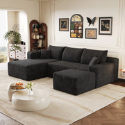 Divano angolare in tessuto con imbottitura in schiuma ad alta elasticità senza montaggio nero 241 × 151 × 58 cm