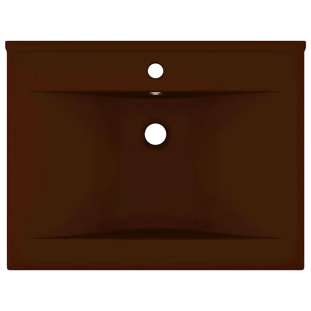 Lavabo con Foro Rubinetto Marrone Scuro Opaco 60x46cm Ceramica CFW8560263