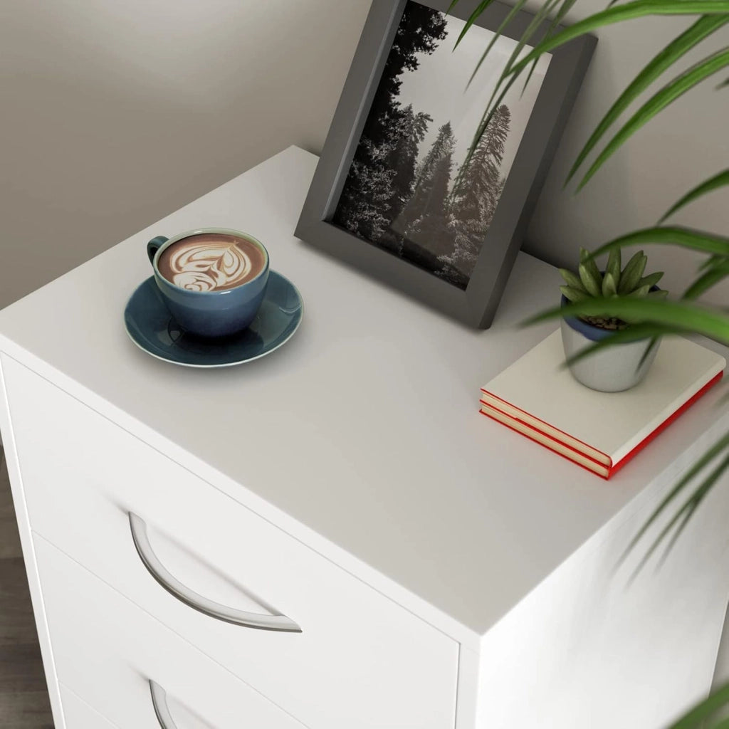 ® Comodino Set da 2 54x39x28cm in Legno 3 Cassetti Camera Letto Tavolino da Notte Comodini Bianco