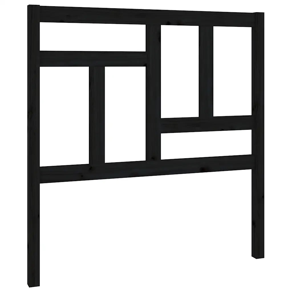 Testiera | Testata per Letto Nera 95,5x4x100 cm in Legno Massello di Pino