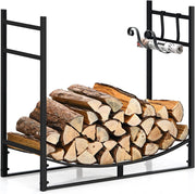 Porta Legna per Interni ed Esterni, Porta Legna per Camino in Acciaio Resistente, Portalegna da Ardere per Stufe e Braciere (84 x 33 x 76 cm, Portata 50 kg)
