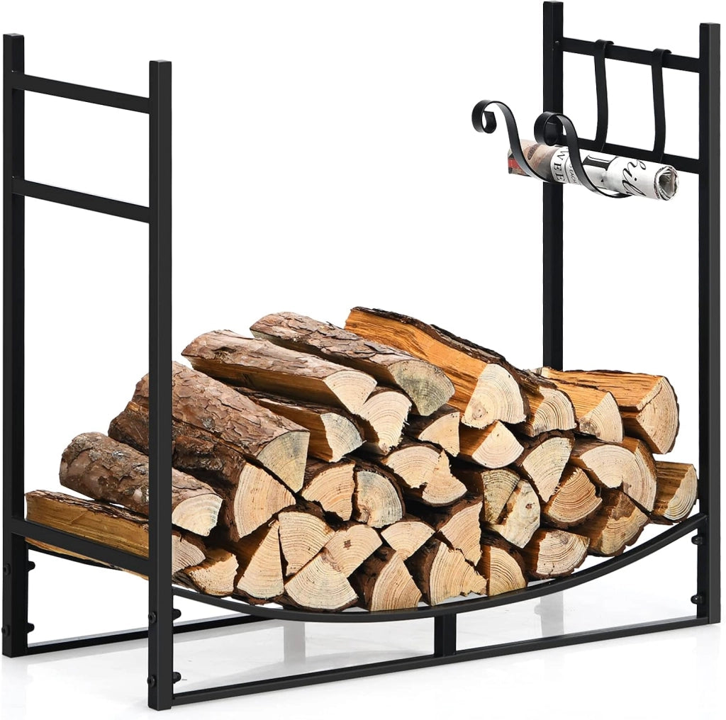 Porta Legna per Interni ed Esterni, Porta Legna per Camino in Acciaio Resistente, Portalegna da Ardere per Stufe e Braciere (84 x 33 x 76 cm, Portata 50 kg)