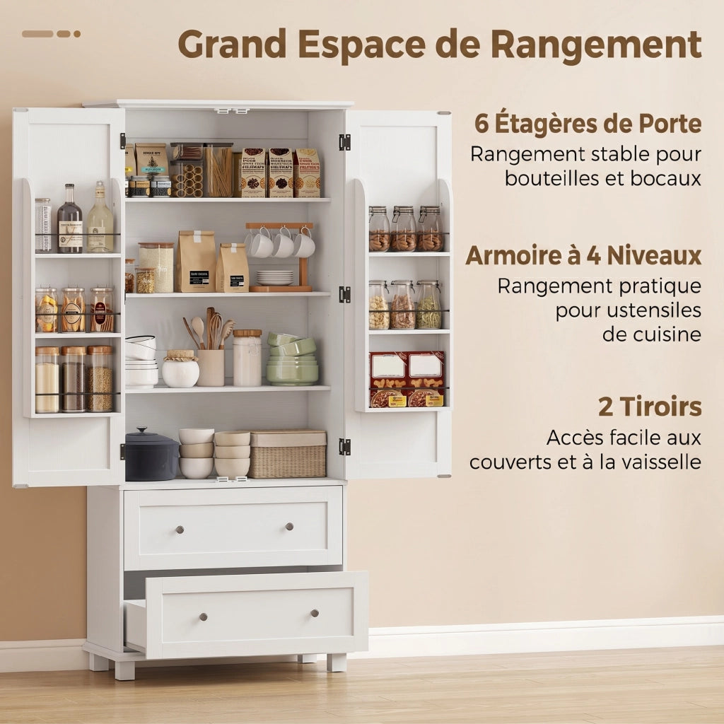 Armadio da cucina 2 ante 2 cassetti ¨C zephmum ¨C bianco 80x39.5x184.5cm