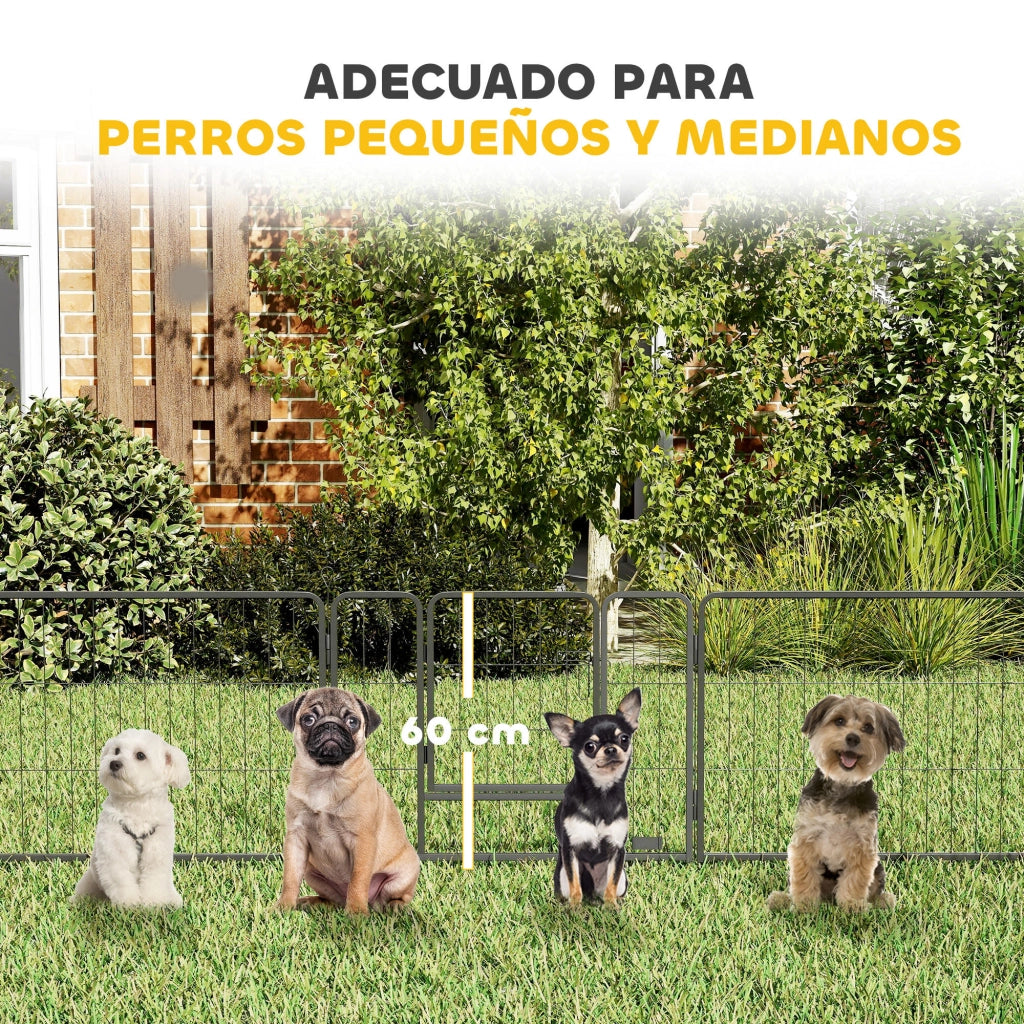 Recinto per Cani 12 Pannelli con 2 Porte ¨C zephmum ¨C Grigio Acciaio 80x60 cm