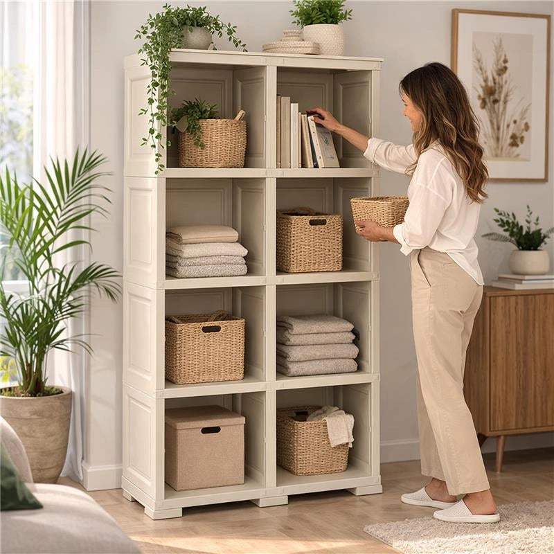 SCAFFALE 4 MODULI ANGORA 79X42,5X164 CM CON 2 PUNTALI – LIBRERIA ALTA SALVASPAZIO PER ZONA LIVING E STUDIO