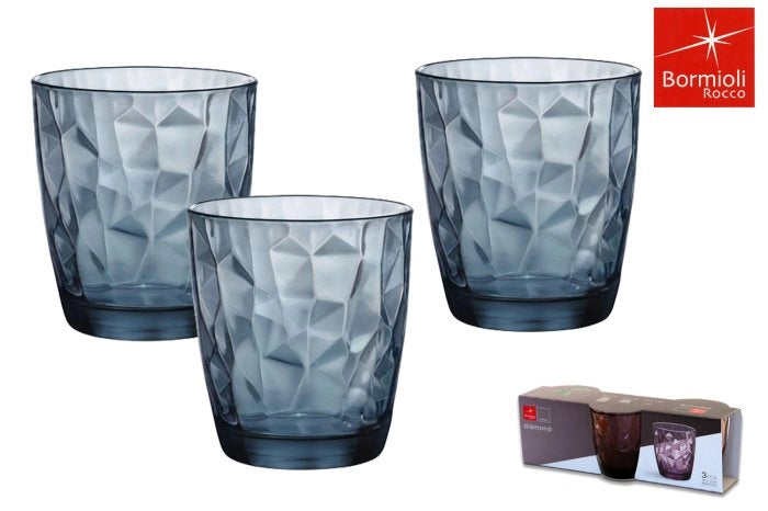 SET 6 BORMIOLI DIAMOND BICCHIERI PER ACQUA DI COLORE BLU