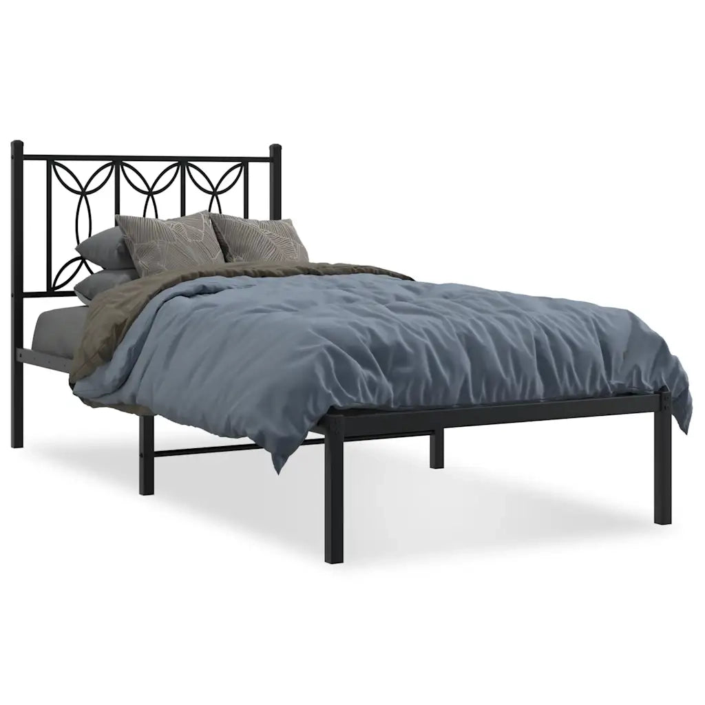 Giroletto con Testiera-Struttura Letto con testiera in Metallo Nero 90x190 cm 999746