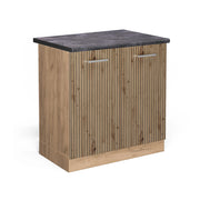 Mobile lavello cucina R-Line Rovere artigianale/Rovere dorato 80 cm, PL Antracite Vicco