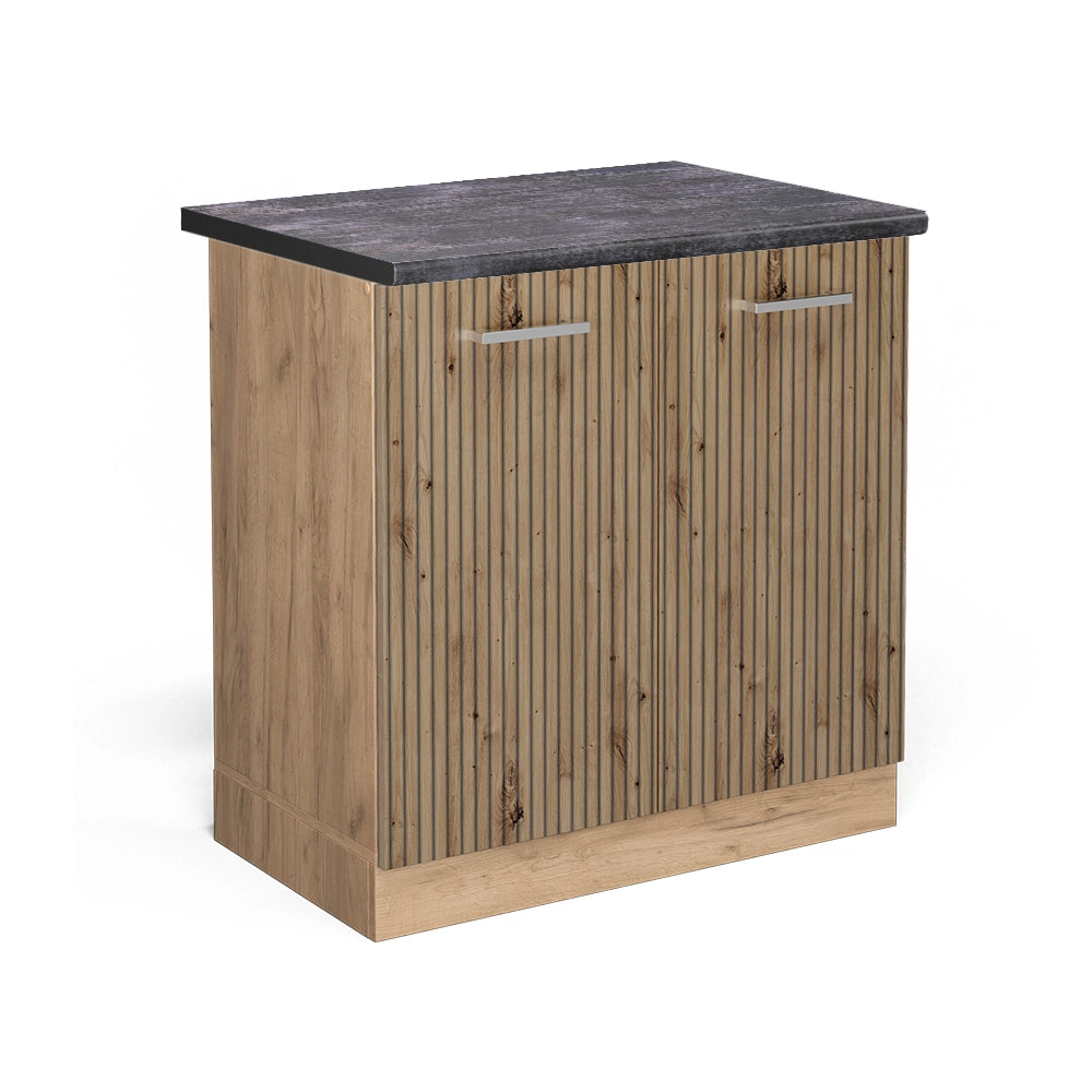 Mobile lavello cucina R-Line Rovere artigianale/Rovere dorato 80 cm, PL Antracite Vicco