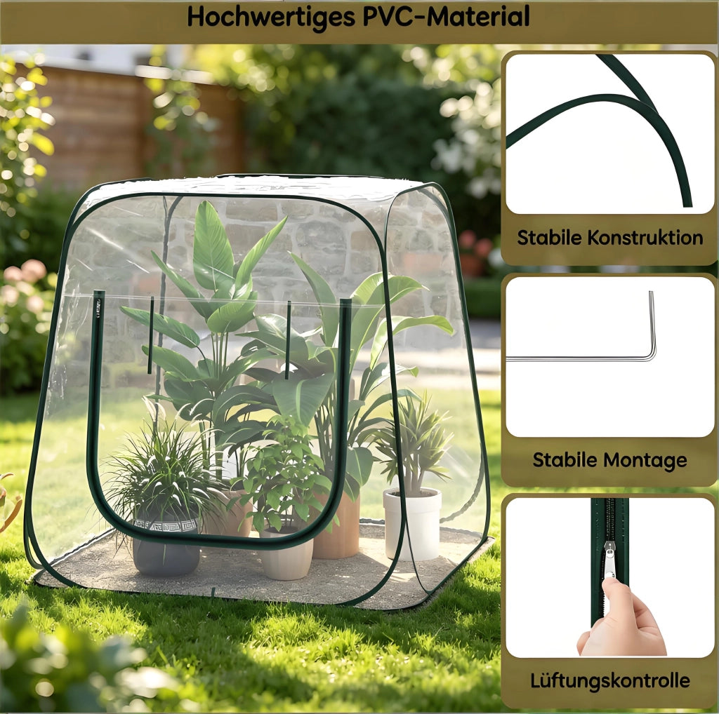 Semenzaio da giardino pop up con apertura a cerniera a U e ventilazione in PVC e metallo trasparente 100 × 100 × 97 cm