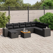 Set Divani da Giardino 9 pz con Cuscini Nero in Polyrattancod mxl 116201