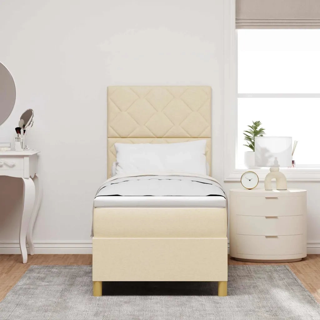 Letto a Sorgente LED con materasso Crema 80 x 200 cm Tessuto