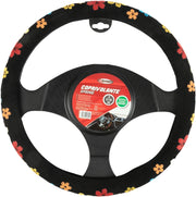 Coprivolante auto Spring diametro 37-39 cm nero con fiori, universale