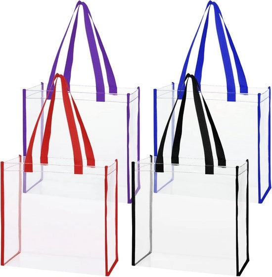 Borsa 4-in-1 trasparente – Ideale per shopping, scuole e concerti – Impermeabile e duraturo – 25,5x25,5x9cm
