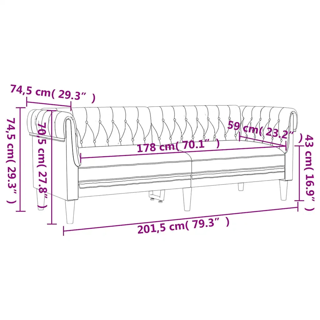 Divano Chesterfield a 3 Posti-Sofa 3 Posti-Divanetto Verde Scuro in Tessuto