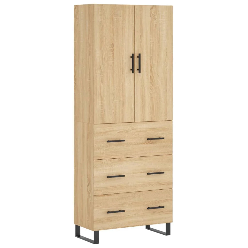 Buffet credenza cassettiera armadio mobile contenitore organizer cucina soggiorno salotto rovere Sonoma alto 69,5 x 34 x 180 cm legno ingegnerizzato marrone 02_0034105