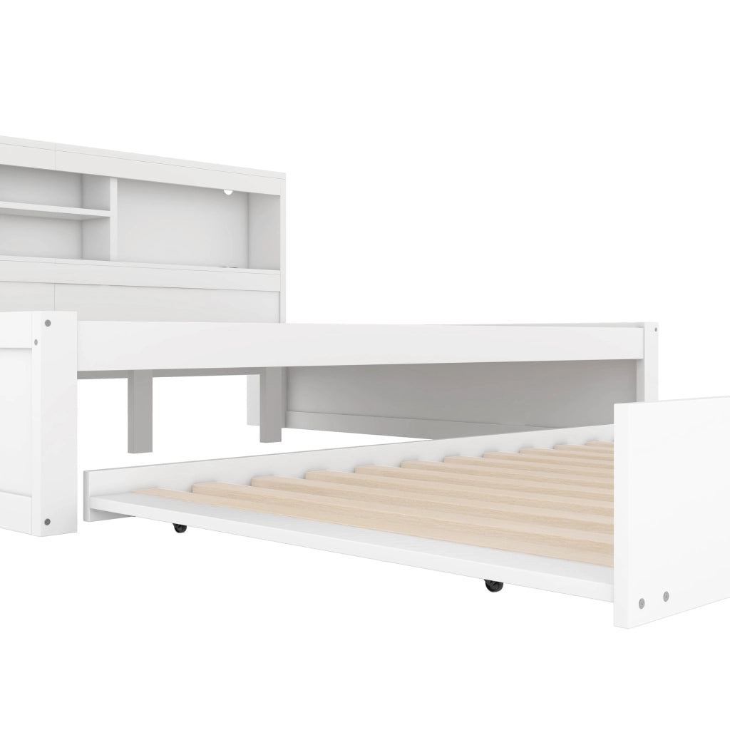 Letto a Divanetto 140x200 cm; Letto Estraibile con Presa; USB e LED - Bianco