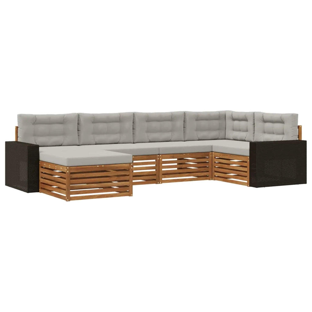 Set di divani da esterno 6 pz Naturale e Grigio Chiaro 3383574
