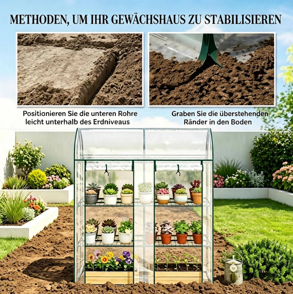 Serra da giardino trasparente 143x46x165 cm con 2 porte