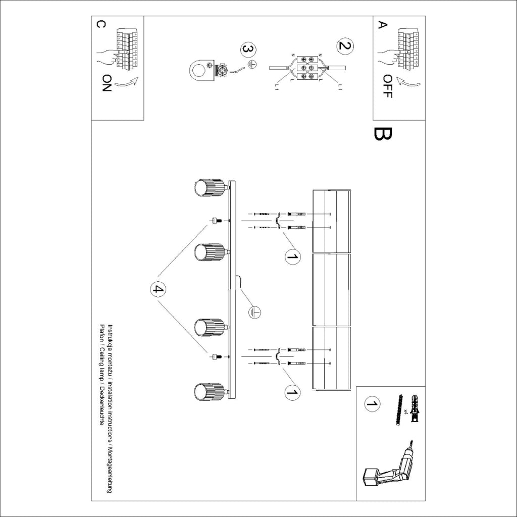 Lampada da soffitto KARBON 4L oro