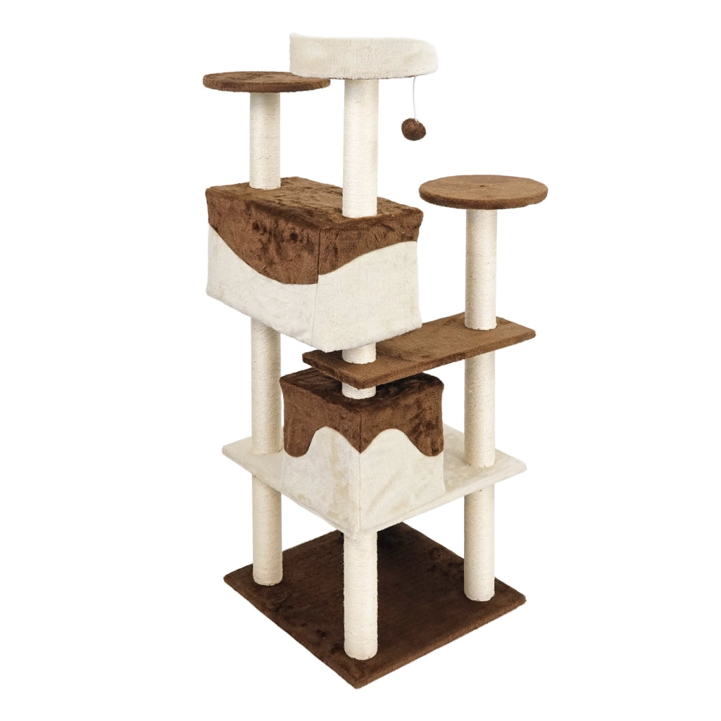 Albero tiragraffi per gatti marrone/beige 130 cm Albero per arrampicarsi Tiragraffi Gatto