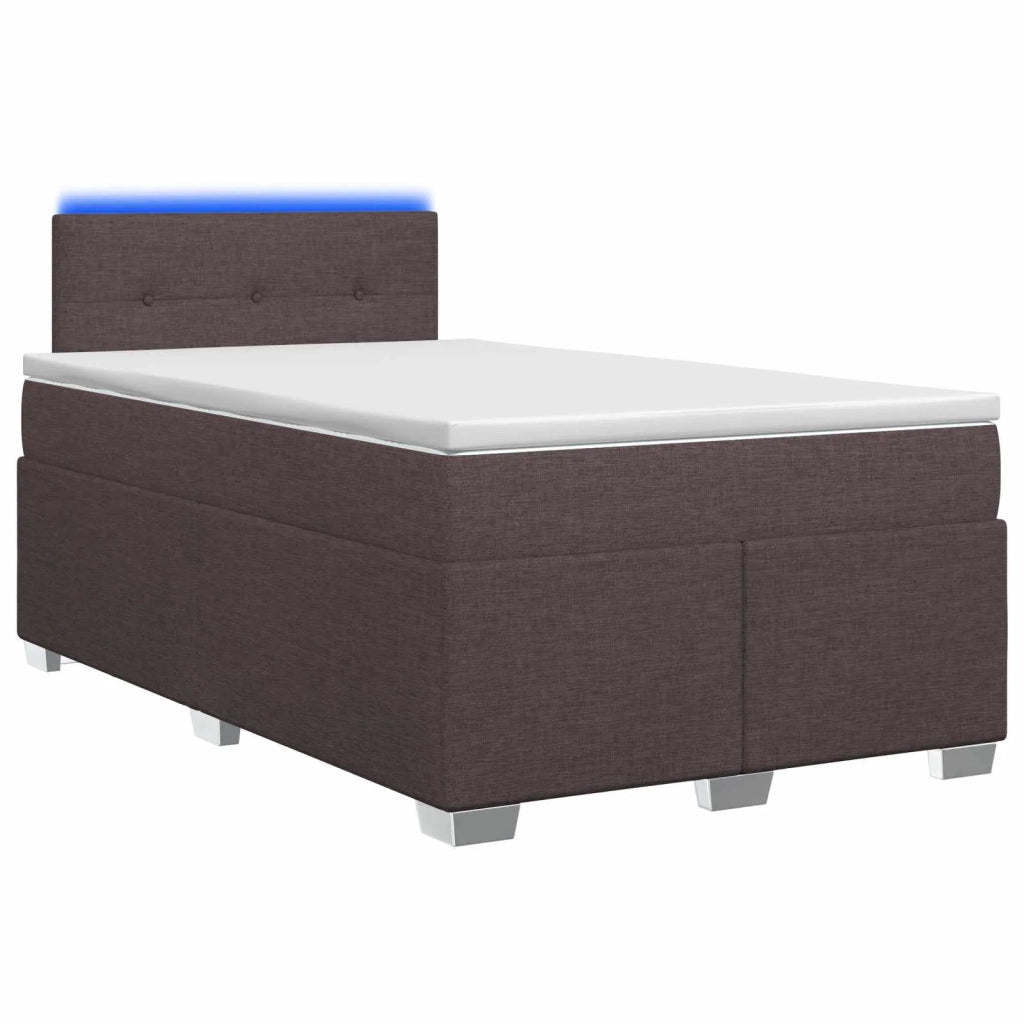 Letto con Box Spring, Materasso e LED Marrone Scuro Tessuto 3451920