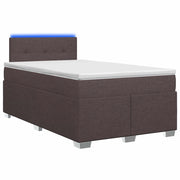 Letto con Box Spring, Materasso e LED Marrone Scuro Tessuto 3451920