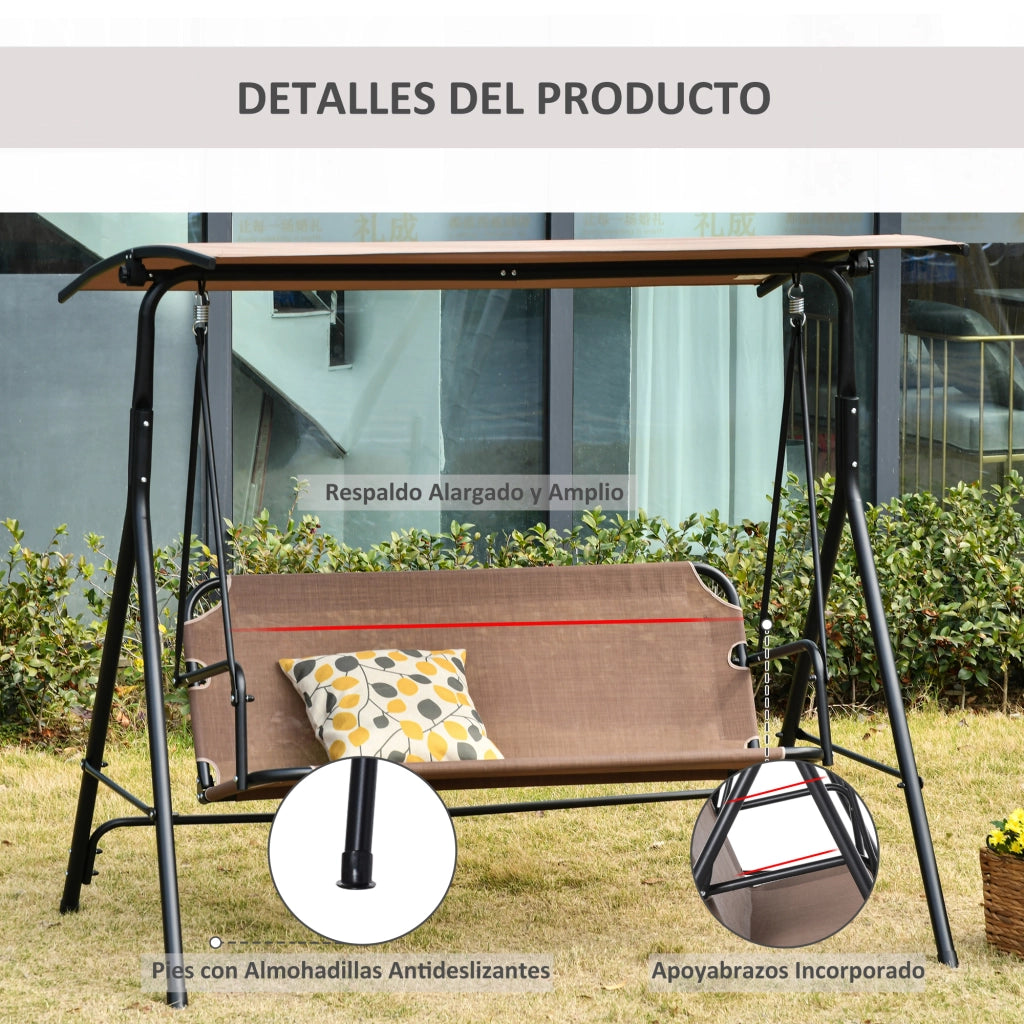 Dondolo da Giardino 2 Posti con Parasole ¨C Zephmum ¨C Marrone 172x110x155 cm
