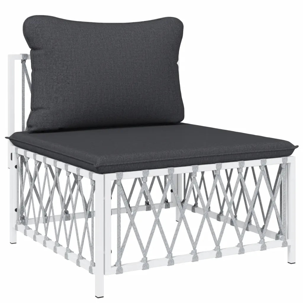 Set Salotto da Giardino 5 pz con Cuscini in Acciaio Bianco 3186882