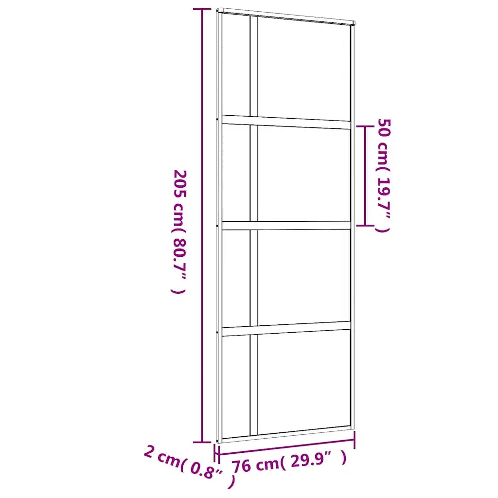 Porta Scorrevole Dorata 76x205 Vetro Trasparente ESG Alluminio 155190