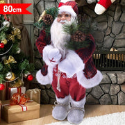 Trade Shop - Babbo Natale Elegante 80cm In Plastica Vestiti In Tessuto Decorazione Natalizia -