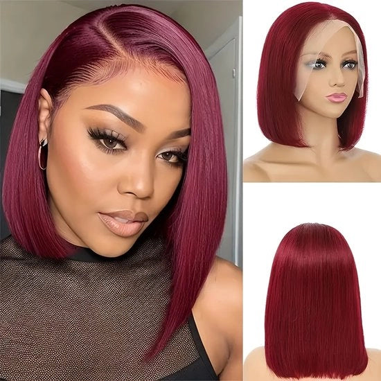 Bob pruik a capelli reali in alta definizione per applicazione senza adesivo, capelli umani naturali per stili quotidiani (25 cm)