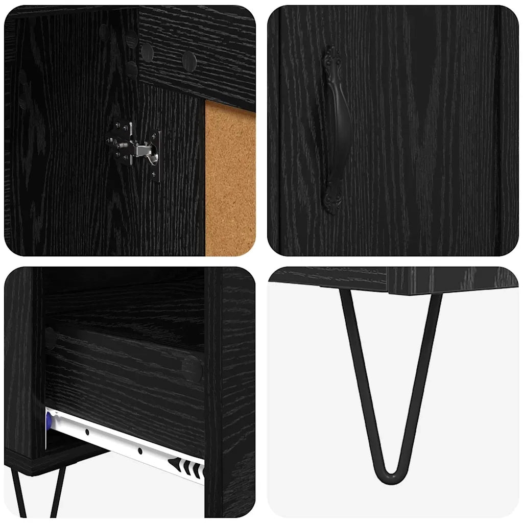 Credenza | Madia | Buffet da pranzo | Armadio da pranzo Rovere Nero 69,5 x 31 x 115 cm Legno multistrato