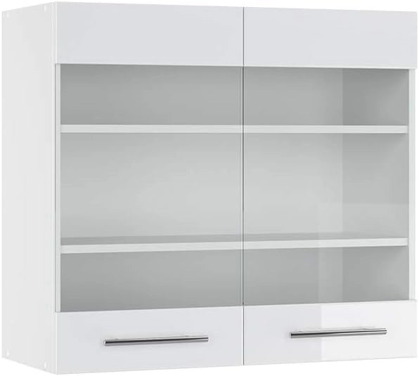 Mobile da cucina in vetro Fame-Line, Bianco lucido, 80 cm, per la combinazione con altri moduli della serie Fame-Line