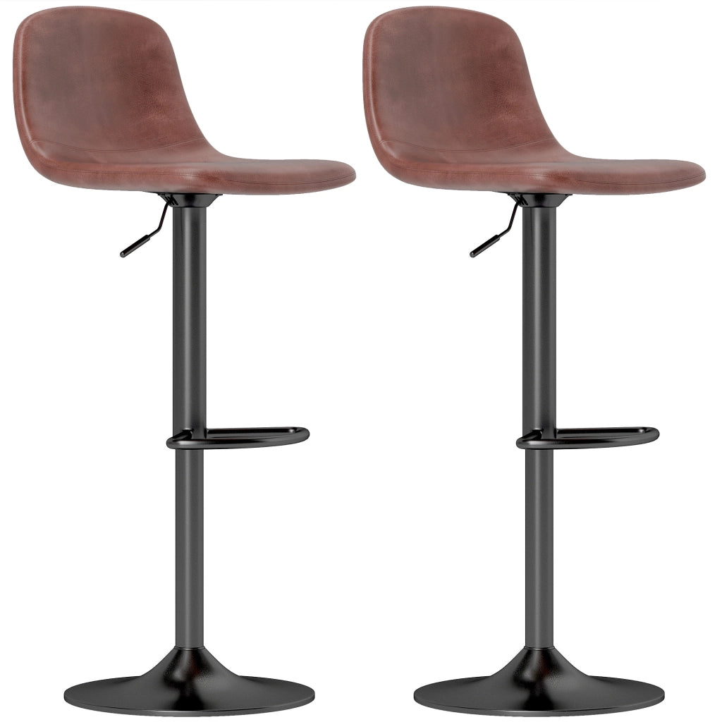 Set 2 sgabelli alti regolabili 360¡ã con schienale e poggiapiedi ¨C zephmum ¨C 40,5x44x84-104 cm marrone