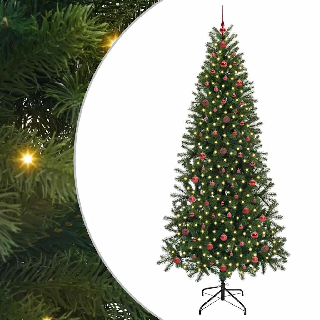 Albero di Natale Artificiale-Albero Natalizio con 300 LED Verde 240 cm PE e PVC 487408