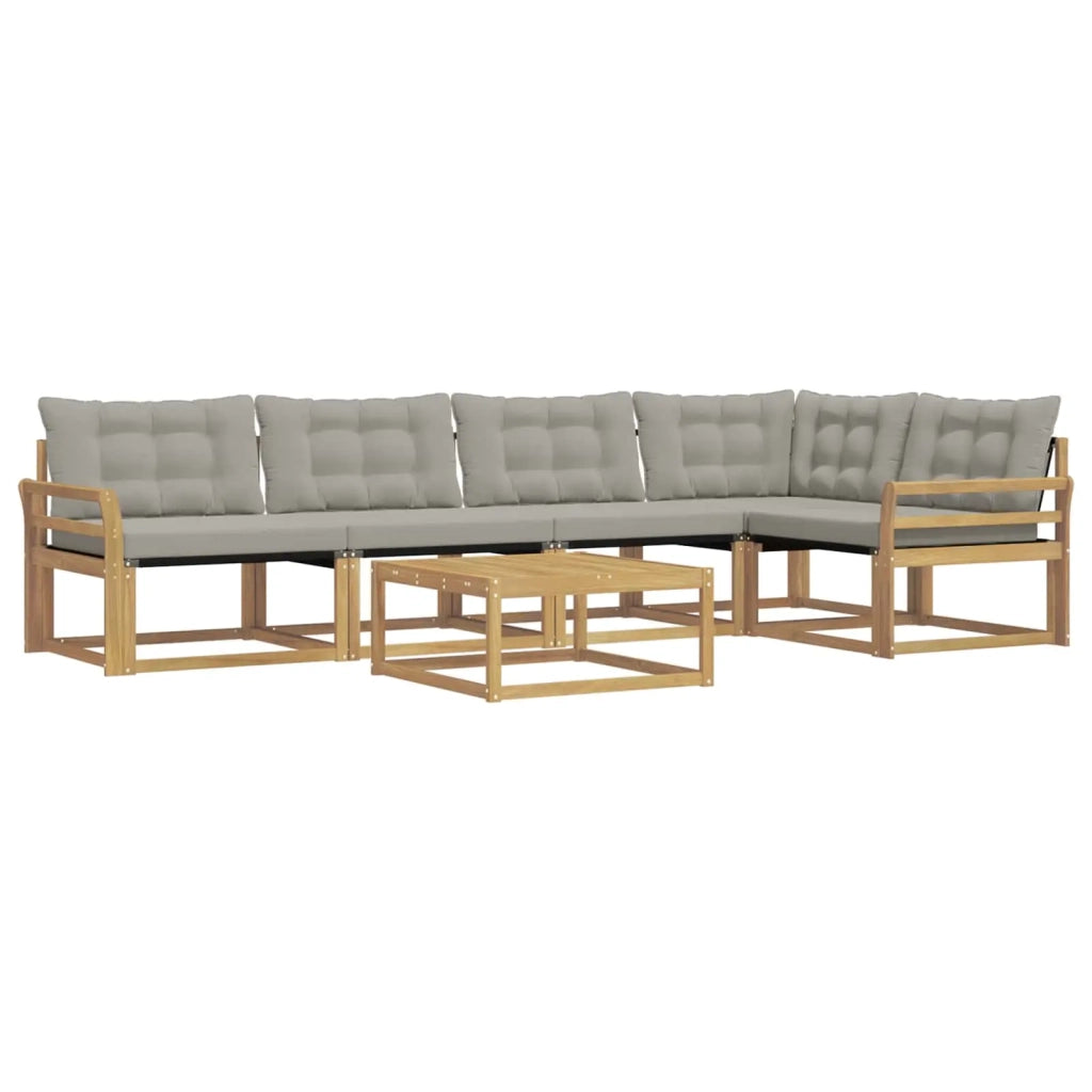 Set di divani da esterno 6 pcs Bianco e Grigio Chiaro