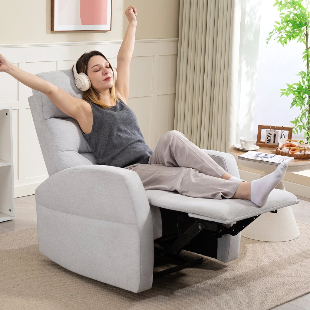 Poltrona Relax Massaggiante Reclinabile con Poggiapiedi ¨C zephmum ¨C Grigio Chiaro