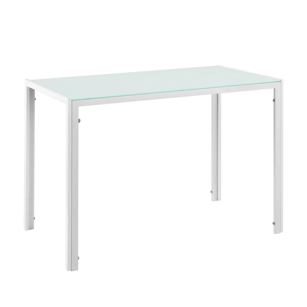 Set Tavolo da Pranzo con 4 Sedie Imbottite Schienale Alto Similpelle - Bianco [en.casa]