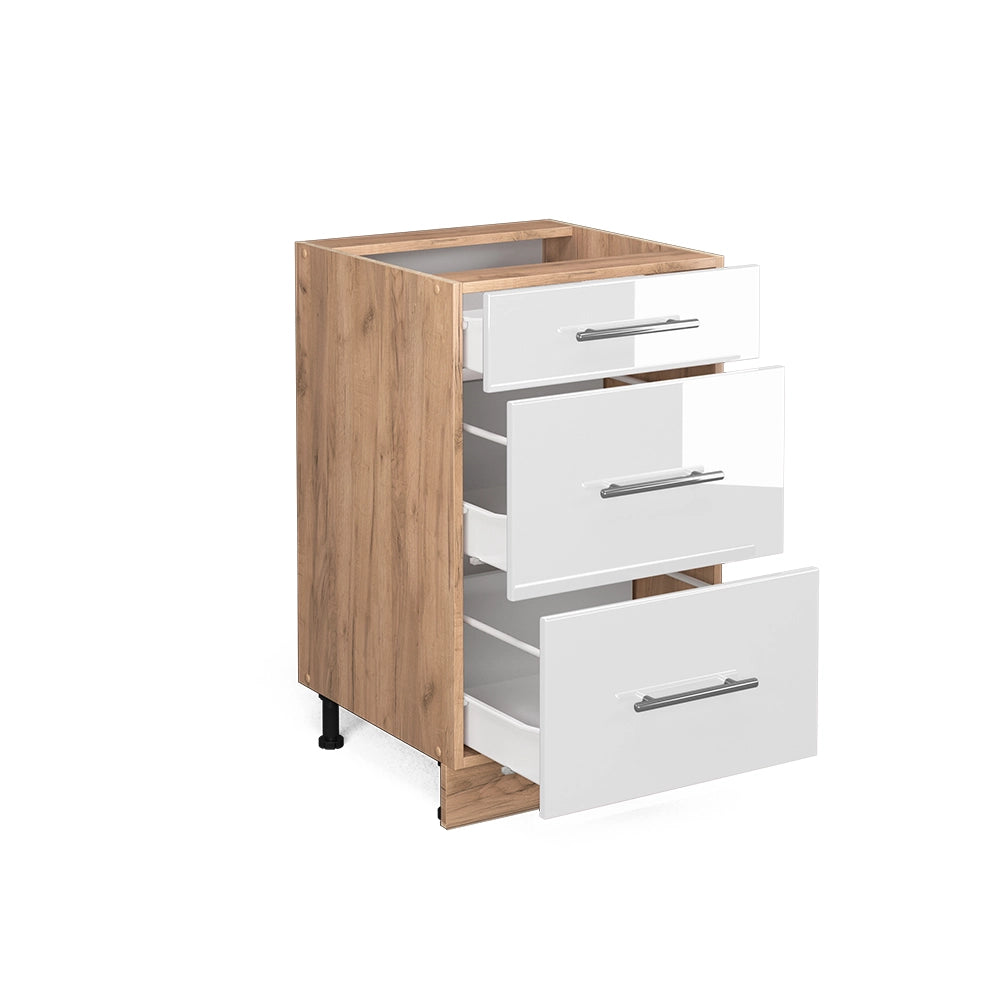 Vicco Mobiletto base per cucina Bianco lucido 50 cm senza piano di lavoro