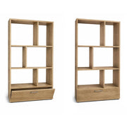 LIBRERIA IN MDF ROVERE CON RIPIANI SFALSATI E CASSETTONE MISURE: 70X24X140 CM