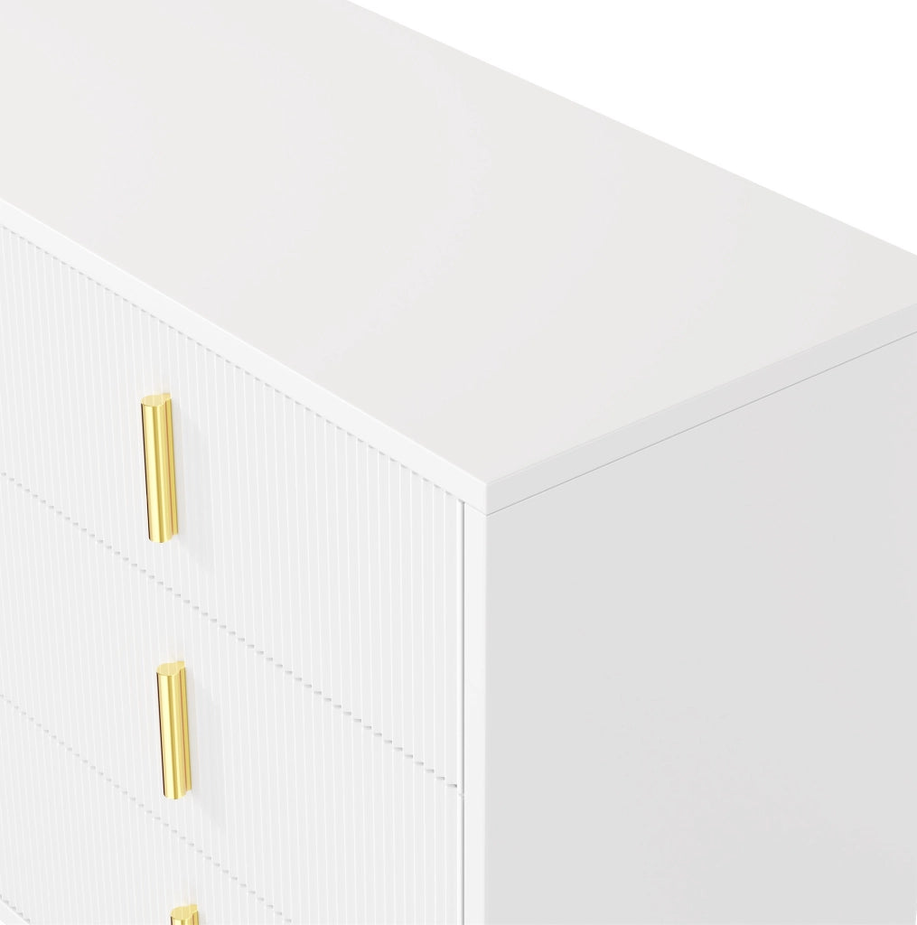 Sideboard 120x40x77 cm con sei cassetti; in truciolato; bianco e oro