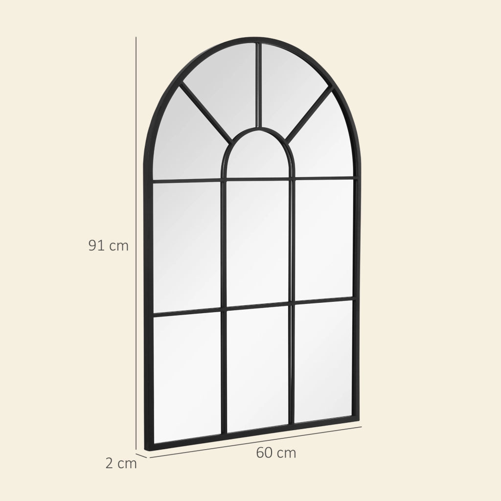 Specchio Murale ad Arco ¨C Xylo ¨C 91x60 cm Nero Metallo Stile Industriale
