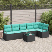 Set di divani 7 pcs Nero polyrattan